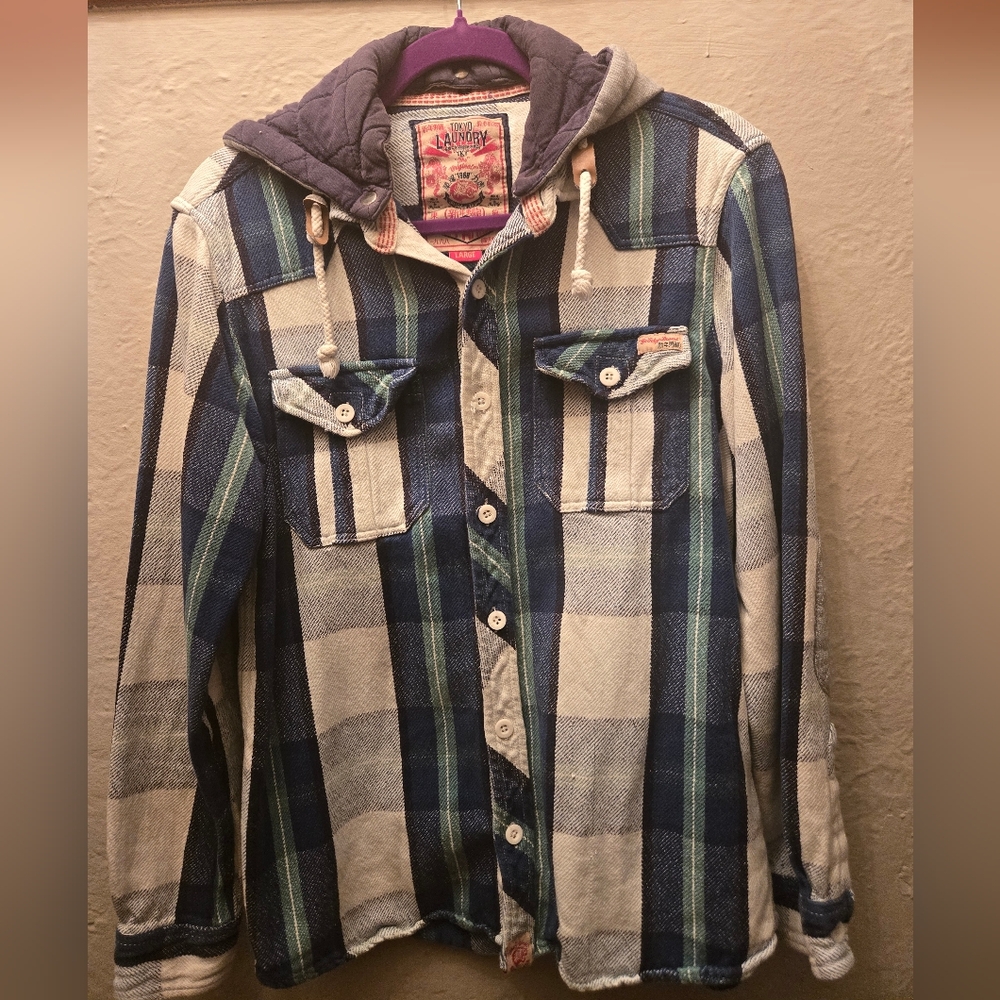 ❤️‍🔥Tokyo Laundry Plaid Flannel Hoodie Jacket | Quilted Lined | Large